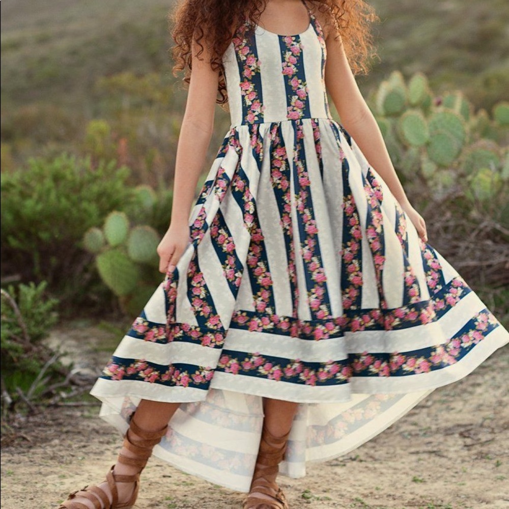 Joyfolie Brandi High Low Dress in Floral Stripe NWT 14